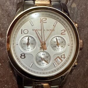 Used Michael Kors Silver and Gold Accent Chronograph Watch